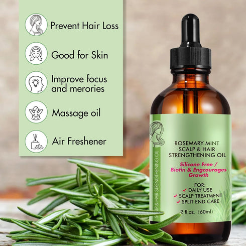 ZIXBMHYJ (2 Pack), Rosemary Essential Oil Rosemary Oil for Hair Growth & Skin Care, Face, Dry Scalp Treatment, Hair