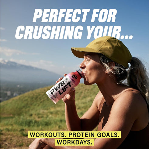 Whey Protein Water Sports Drink by PWR LIFT, Lemon Lime, Keto, Zero Sugar, Post-Workout Energy Beverage, 16.9 Fl Oz