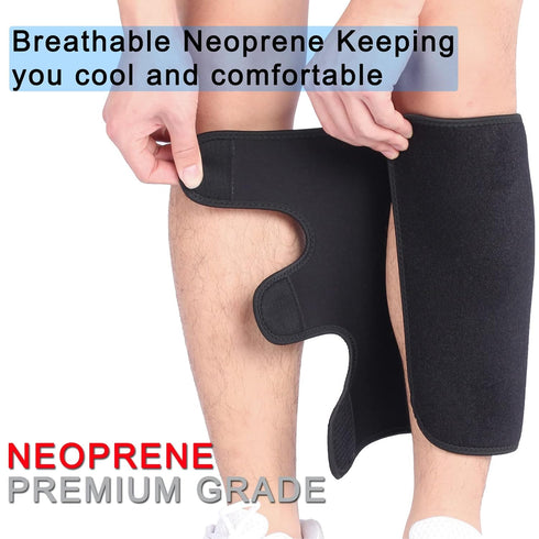 Calf Brace Shin 2 Pack - Compression Wrap Sleeve for Torn Calf Muscle Pain Relief, Adjustable Leg Support