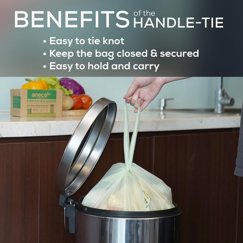 8 Gallon Compostable Kitchen Food Waste Bags, 30 Count Leak-proof Bags for Tall Kitchen Bin, BPI Certified