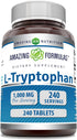 Amazing Formulas L-Tryptophan 1000mg Tablets Supplement - Non-GMO, Gluten Free, Made in USA (240 Count)