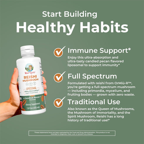 Immune 200mg 7.6 oz, MaryRuth Organics Reishi Vegan Mushroom Supplement | Ultra Absorption Liposomal | Support