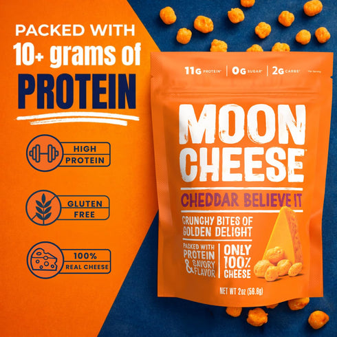 Pack, 100% 2 (Pack 3) Moon Cheese Variety Cheddar, Gouda & Pepper Jack, Crunchy, Protein-Rich Cheese Snack, Gluten