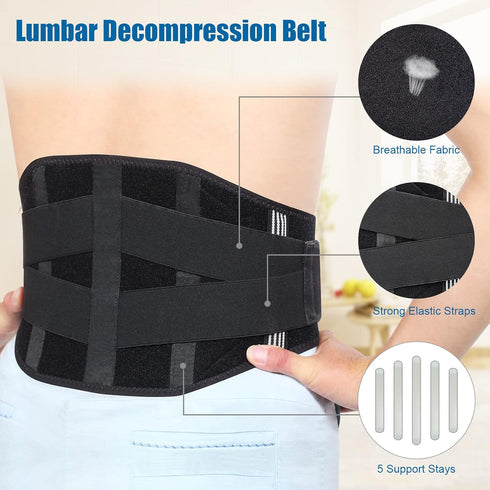 CUEHEAT Back Brace for Lower Back Pain relief - Lumbar Support Belt for Women, Adjustable Back Support Belt with 5 Stays, Lower Back Brace for Scoliosis, Disc Herniation, Heavy Lifting Work(37”-43”)