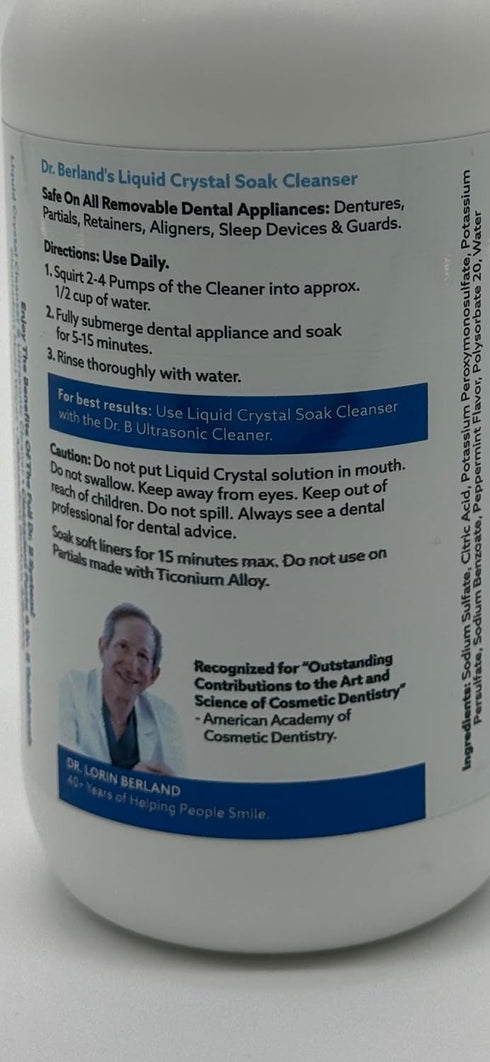 Dr. B Dental Solutions Liquid Crystal Soak Cleanser for Oral Appliances, Dentures, Night Guards, Aligners & Devices