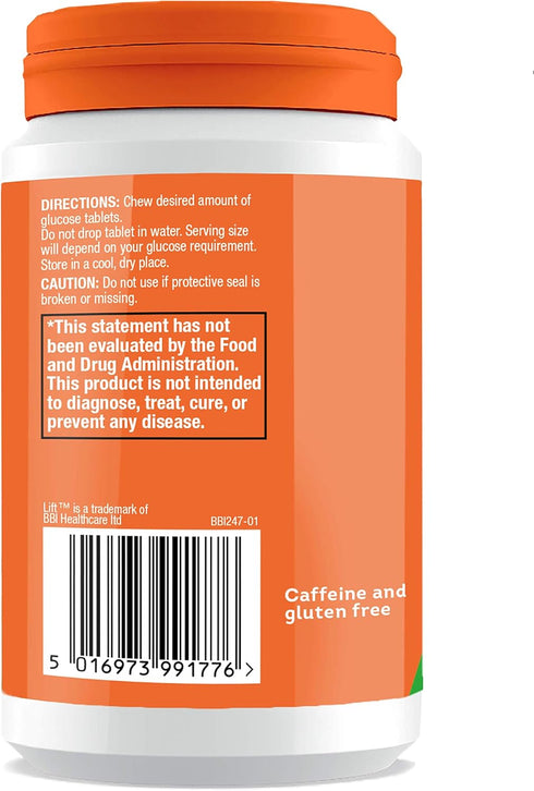 Lift Glucose | Fast-Acting Glucose Chewable Energy Tablets | Orange | 50 ct Jar (Pack of 6)