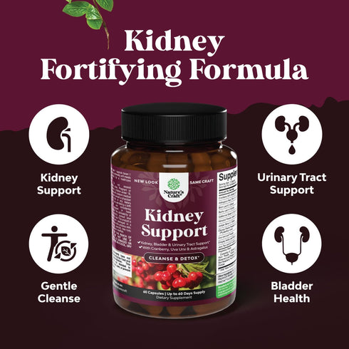Kidney Support Cranberry Pills for Women and Men - High Strength Detox & Repair with Stinging Nettle, Uva Ursi,