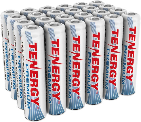 Tenergy Premium Rechargeable AAA Batteries, 24 Pack, High Capacity 1000mAh NiMH