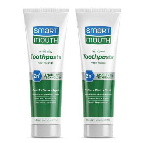 SmartMouth Premium Zinc Ion Toothpaste, Whitening, Fluoride, Anti-Cavity, Mild Mint Flavor, 6 oz, 2 Pack