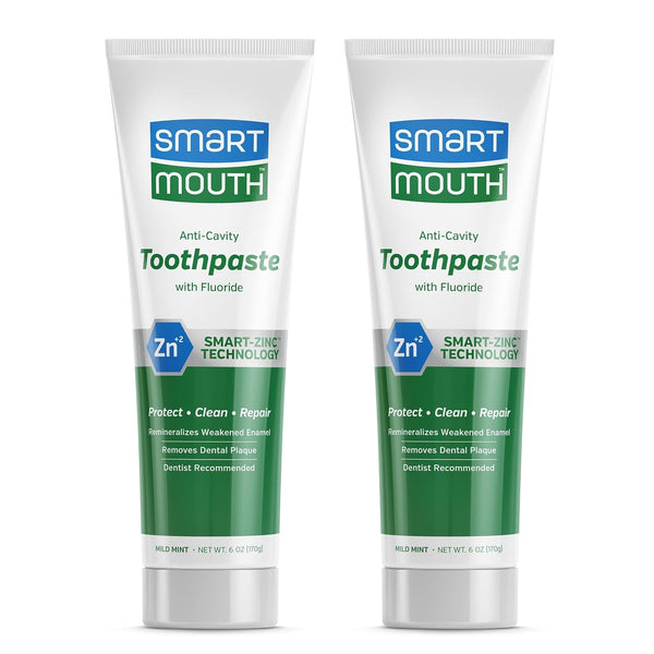 SmartMouth Premium Zinc Ion Toothpaste, Whitening, Fluoride, Anti-Cavity, Mild Mint Flavor, 6 oz, 2 Pack