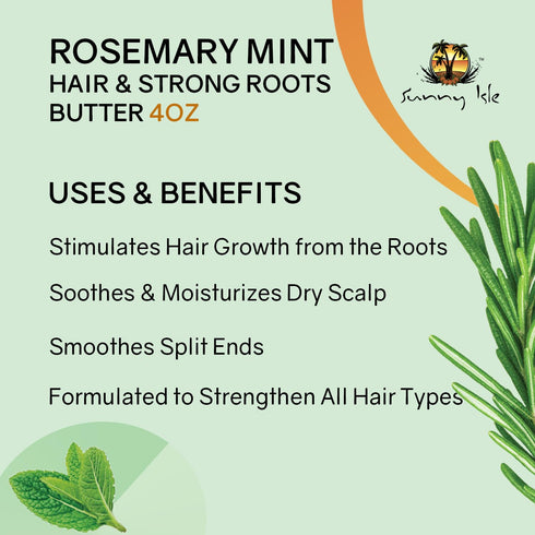 Sunny Isle Rosemary Mint Hair and Strong Roots Butter, 4oz with Biotin & Jamaican Black Castor Oil