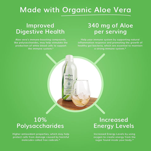 Univera Aloe Vera Juice - Organic Aloe Vera with 10% Polysaccharide Retention, Digestive Enzymes for Gut Health, Immune
