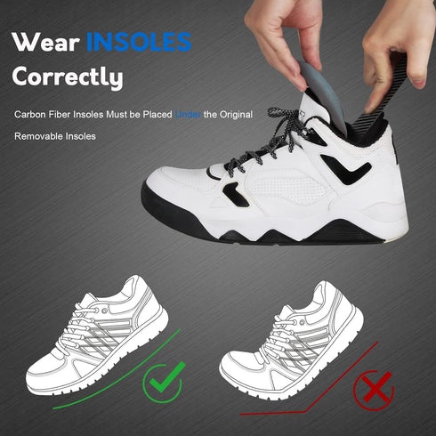 Carbon Fiber Insole, 1 Pair, Rigid Shoe Insert for Foot Fractures, Arthritis, Turf Toe, Hallux Limitus