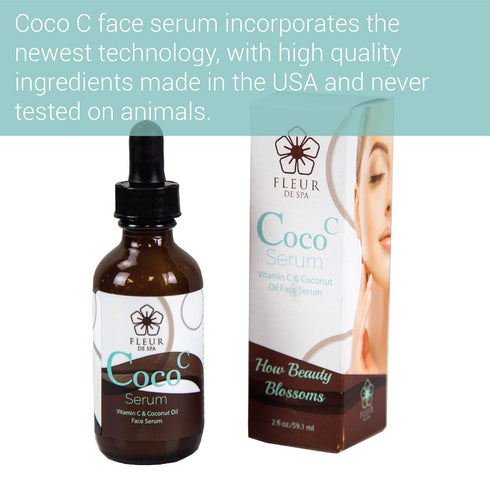 Radiant Skin Boosting Vitamin C & Coconut Oil Face Serum - 2oz Anti-Aging Formula