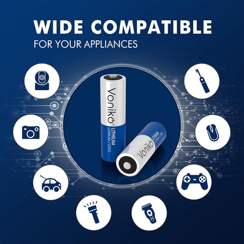 Voniko 24 Pack 1.5V AA Batteries, Lithium AA BatteriesHigh Performance Double A Long Lasting Battery for Flashlight