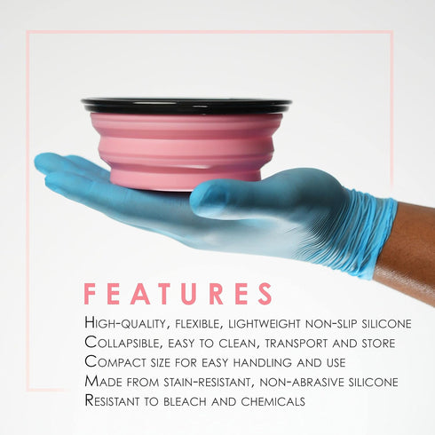 Level 3 Collapsible Tint Bowl - Use for Mixing, Dying, and All Coloring Needs - Resistant to Bleach and Chemicals - Compact Size for Easy Use