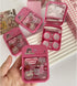 2 Pack 2 in 1 Contact Lens Cases, Travel Eye Contacts Case Box Holder with Tweezers and Solution Bottle Kit (Fuchsia)