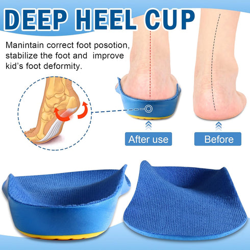 Ailaka Kids Orthotic Arch Support Shoe Insoles, Cushioning PU Foam Inserts for Flat Feet & Plantar Fasciitis