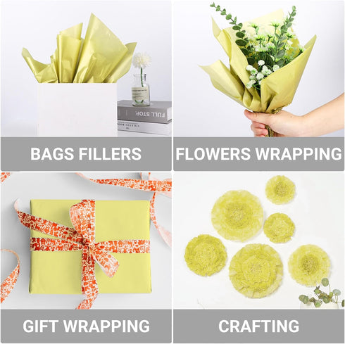 EUSOAR Gold Tissue Paper - 20x15 inches, 200pcs Present Gift Packaging Sheets for Crafts, Gift Bags, DIY Decorative Art