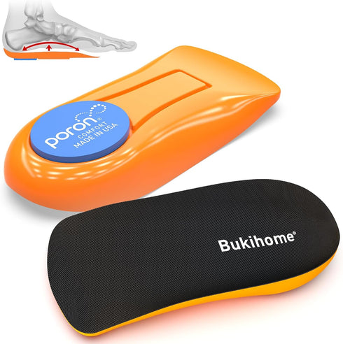 Plantar Fasciitis Heel Cups, Bukihome Arch Support Gel Heel Cushions for Heel Pain Relief, Women & Men Sizes