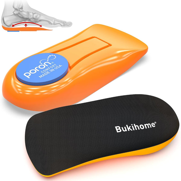Plantar Fasciitis Heel Cups, Bukihome Arch Support Gel Heel Cushions for Heel Pain Relief, Women & Men Sizes
