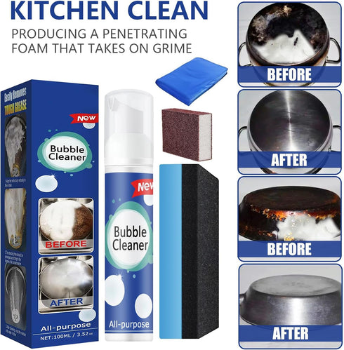 (100ML*3PCS) Bubble Cleaner Foam, Heavy Oil Stain Rinse-free Cleaner Spray, Powerful Stubborn Grease Remover