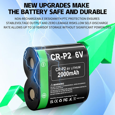 KOOAQQ CR-P2 2000mAh 6 223A, 2CR-P2, EL223AP DL223A, 4-Pack Batteries, (New Upgraded) Volt Lithium Photo Battery