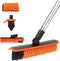 2 in 1 Floor Scrub Brush Grout Brush with 57.8" Long Handle, 120° Rotatable Shower Tile Grout Scrubber, Orange