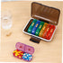 MALUGOGO 7-Day Weekly Pill Organizer Box, Multi-Grid Portable Medicine Case with Colorful Compartments and Reminder
