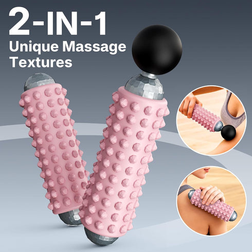 JALEBRO 4 2-in-1 Mini Electric Massage Roller Speeds Vibrating Massage Ball, Portable Muscle Massager Gun & Roller