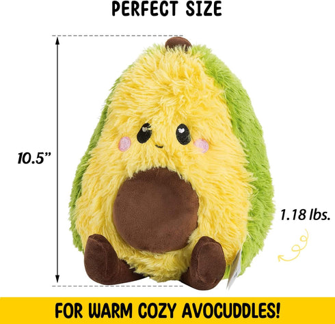 Happy Fuel Avocado Heating Pad 1.5lbs, Unscented Microwavable Plush Pillow for Women & Kids - Kawaii Hot & Cold Toy