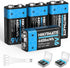 HIKITMATE 4-Pack Rechargeable 9V Lithium Batteries, 4400mWh 9 Volt Li-ion Battery for Smoke