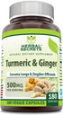Herbal Secrets Turmeric & Ginger 500 Mg Veggie Capsules Supplement - Non-GMO, Gluten Free, Made in USA (1 Pack, 180