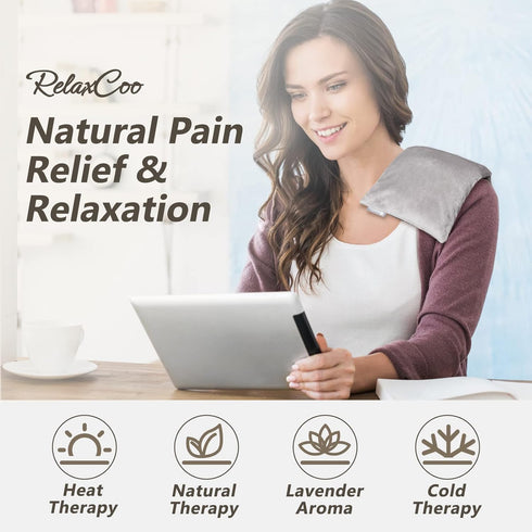 Heating Pad Microwavable with Washable Cover 6 * 12" for Neck Shoulder, Cramps, Back Pain Relief, Lavender Hot Pack