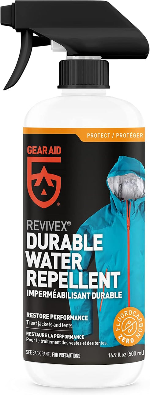 GEAR AID Care Kit with Revivex Pro Cleaner, Durable Water Repellent Spray, and Tenacious Tape Mini Patches