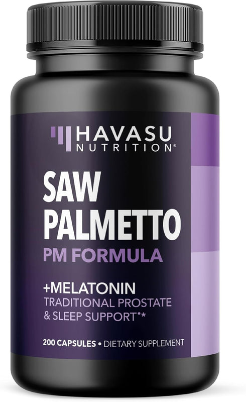 Night Time Saw Palmetto for Men - Supplement with Melatonin and Chamomile Extract for Sleep & Prostate Support