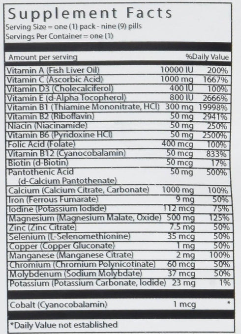 Vital Bulk Daily Health Kit Packet - Multivitamin & Mineral Supplements, 30 Count Bag
