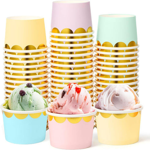Willinglong 60 Pack Ice Cream Cups 9 oz Ice Cream Bowls Disposable Snack