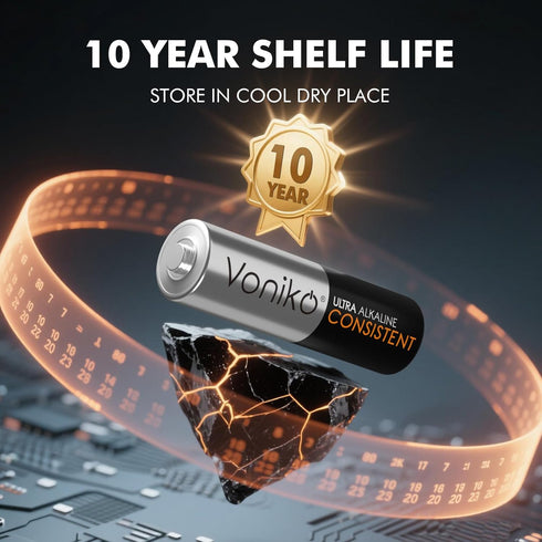 Voniko 48 Pack 1.5v 10-Year AA Batteries - Alkaline Double A Battery - Ultra Long-Lasting, Leakproof Batteries - Shelf