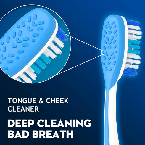 ZGYXQXJT Teeth6pack Adult Hard bristled Manual Toothbrush with Excellent Cleaning Effect, Equipped with Tongue Coating