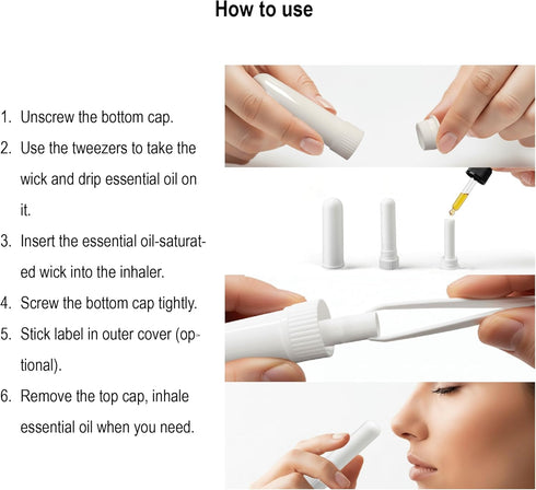 IFINTECHNO 100 Pcs White Refillable Nasal Inhalers, Eco-Friendly PP Plastic Personal Aromatherapy Inhaler Sticks, Blank