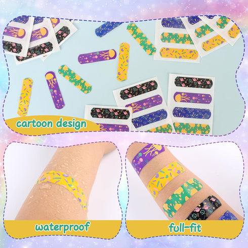 TUXIYA 50 Count 5 Kids Bandaids, Glow in The Dark & Waterproof Bandages, One Size Cute Bandaids for Kids and Adults