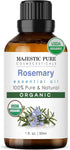 Majestic Pure USDA Organic Rosemary Essential Oil, 100% Premium Grade for Hair Growth, Skin, Aromatherapy, 1 fl oz