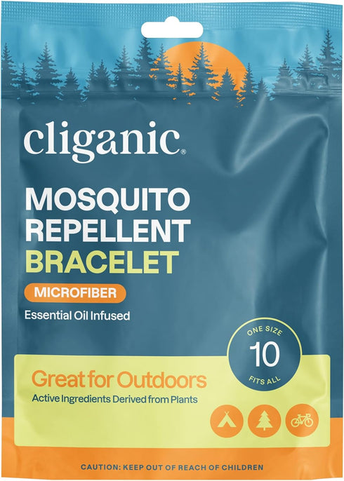 Cliganic Mosquito Repellent Microfiber Bracelets, 20 Pack for Adults and Kids, DEET Free Wristbands
