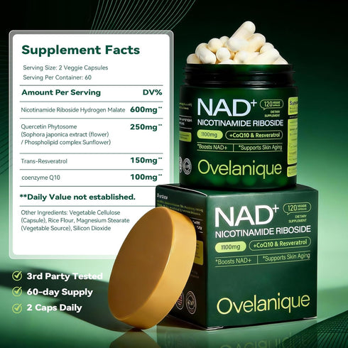 Ovelanique CoQ10 Delivery,120 Capsules(Packaging NAD Supplement with Nicotinamide Riboside & Resveratrol |NMNH