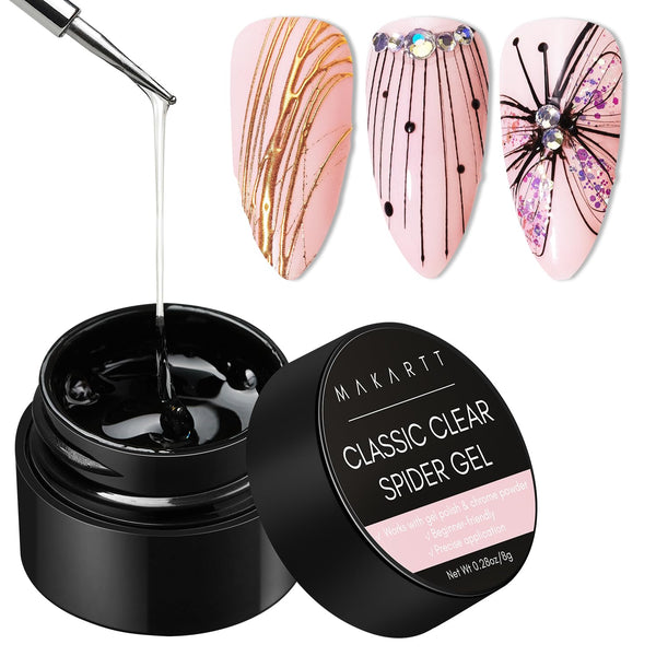 Makartt 3D Clear Spider Gel for Nail Art, Elastic Gel Nail Paint for Drawing, Soak Off UV LED Gel Polish for DIY Nail