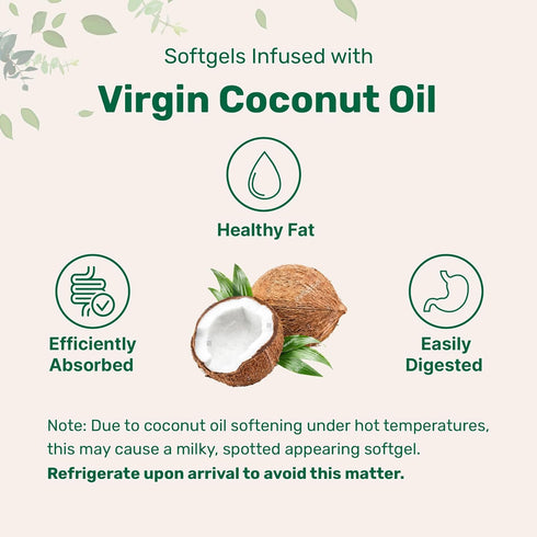 Micro Ingredients Biotin 10,000mcg w/Hyaluronic Acid 25mg - 365 Virgin Coconut Oil Softgels, Supports Healthy Hair