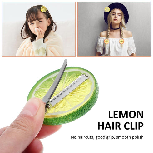 NOLITOY 3pcs Cute Lemon Hair Clips, Realistic Hairpin Barrettes for Girls & Women