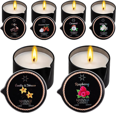 IUJOCQL 6 Pack Low Temperature Massage Oil Candle Set (2.35 oz Each) -