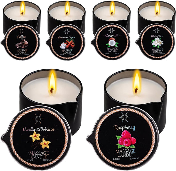 IUJOCQL 6 Pack Low Temperature Massage Oil Candle Set (2.35 oz Each) -